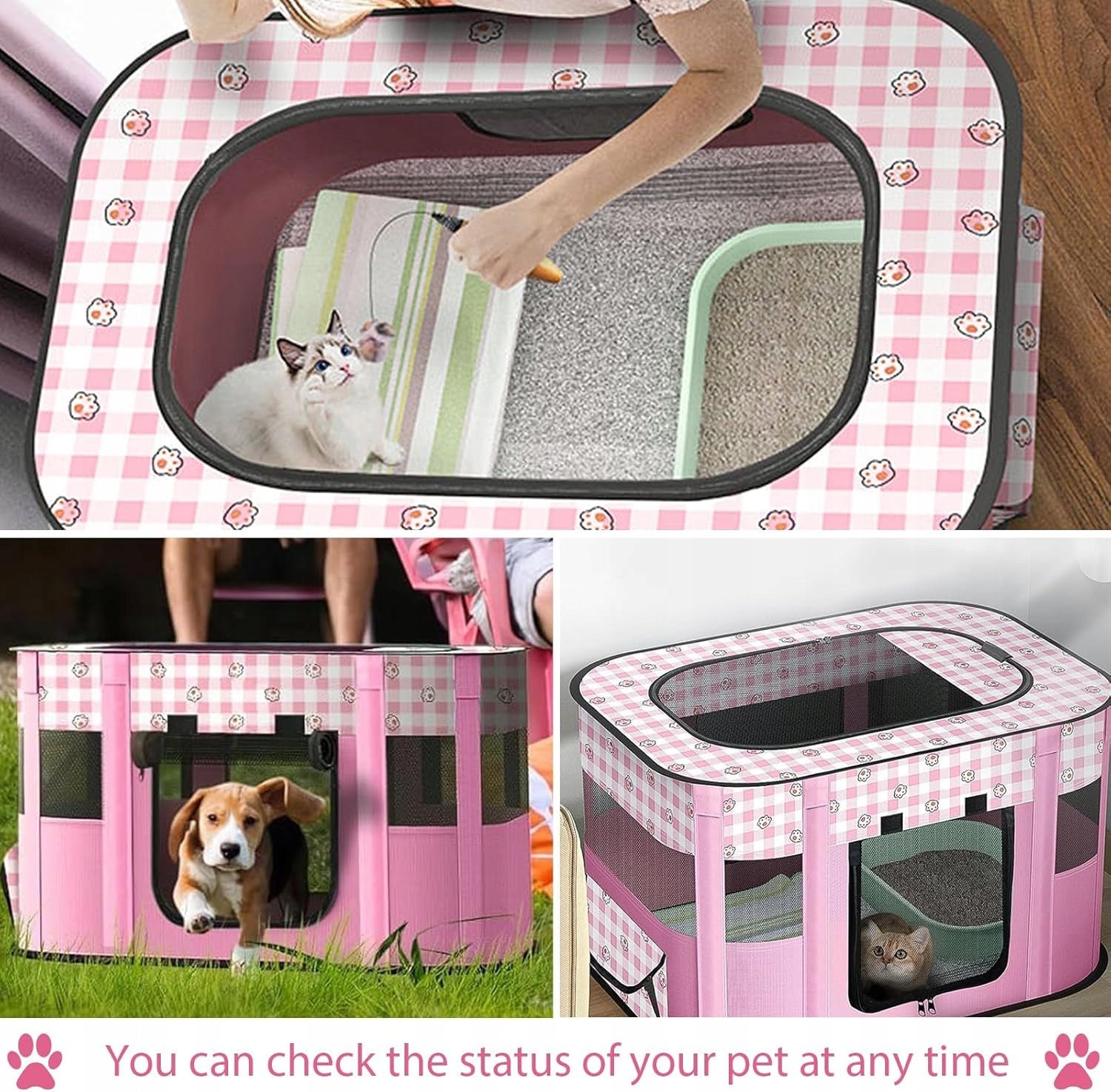 A792 Dog Playpen Cat Puppies MeYuxg Folding Pink XL Brand no brand