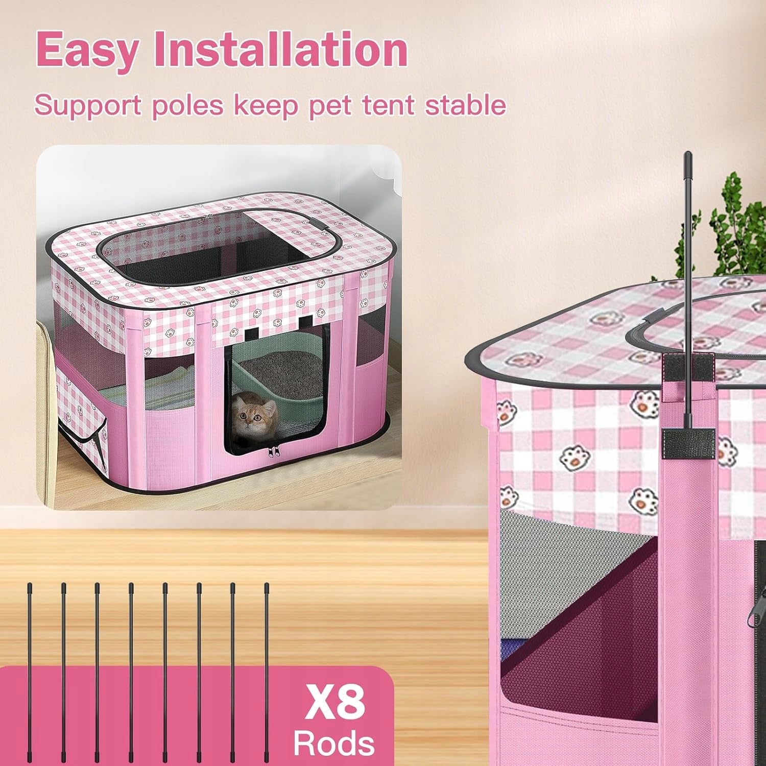 A792 Dog Playpen Cat Puppies MeYuxg Folding Pink XL Length 110 cm