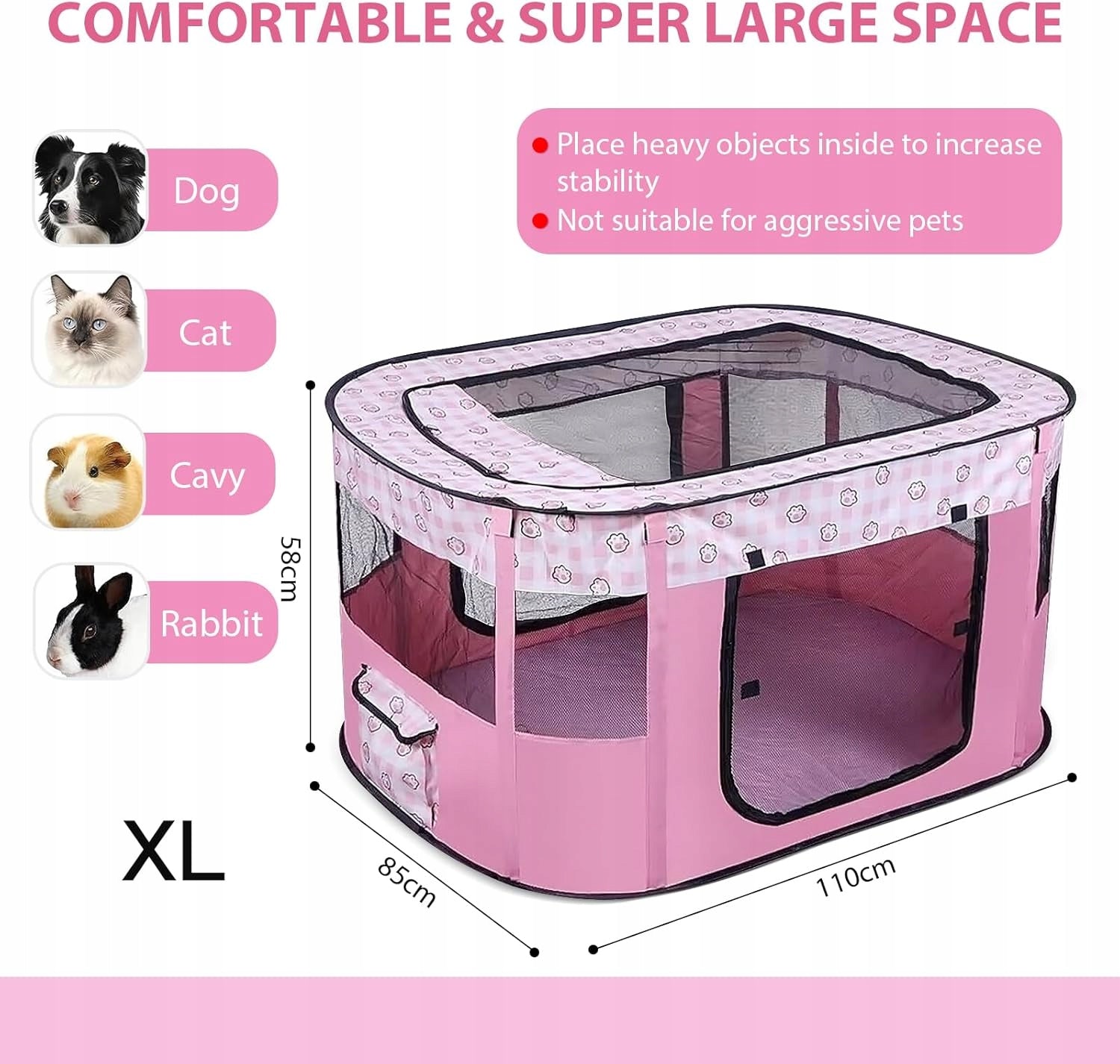 A792 Dog Playpen Cat Puppies MeYuxg Folding Pink XL Manufacturer code B0D4DY1GRY