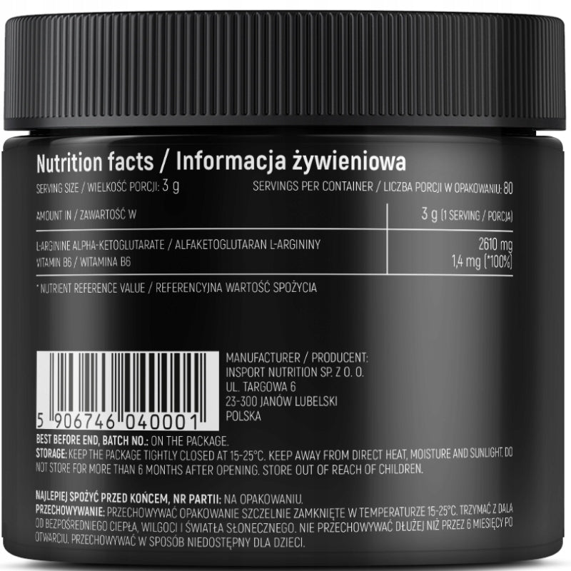 AAKG PUMP EFFECT 240G PRE-WORKOUT ARGININE PUMP GRAPEFRUIT | INSPORT EAN (GTIN) 5906746040001