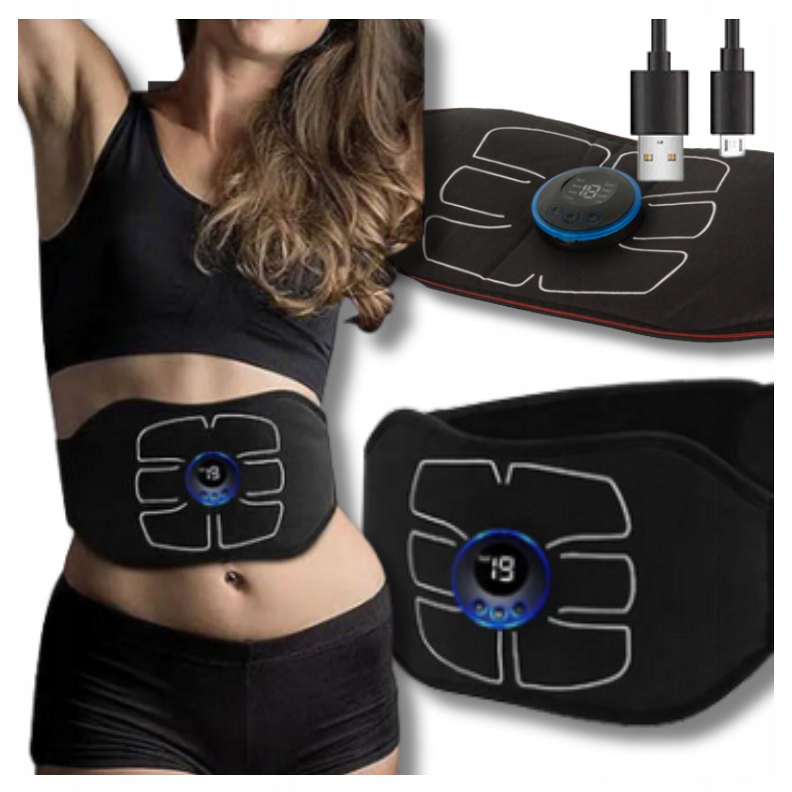 ABDOMINAL MUSCLE ELECTROSTIMULATOR BELT SLIMMING MASSAGE EMS STIMULATOR S/M