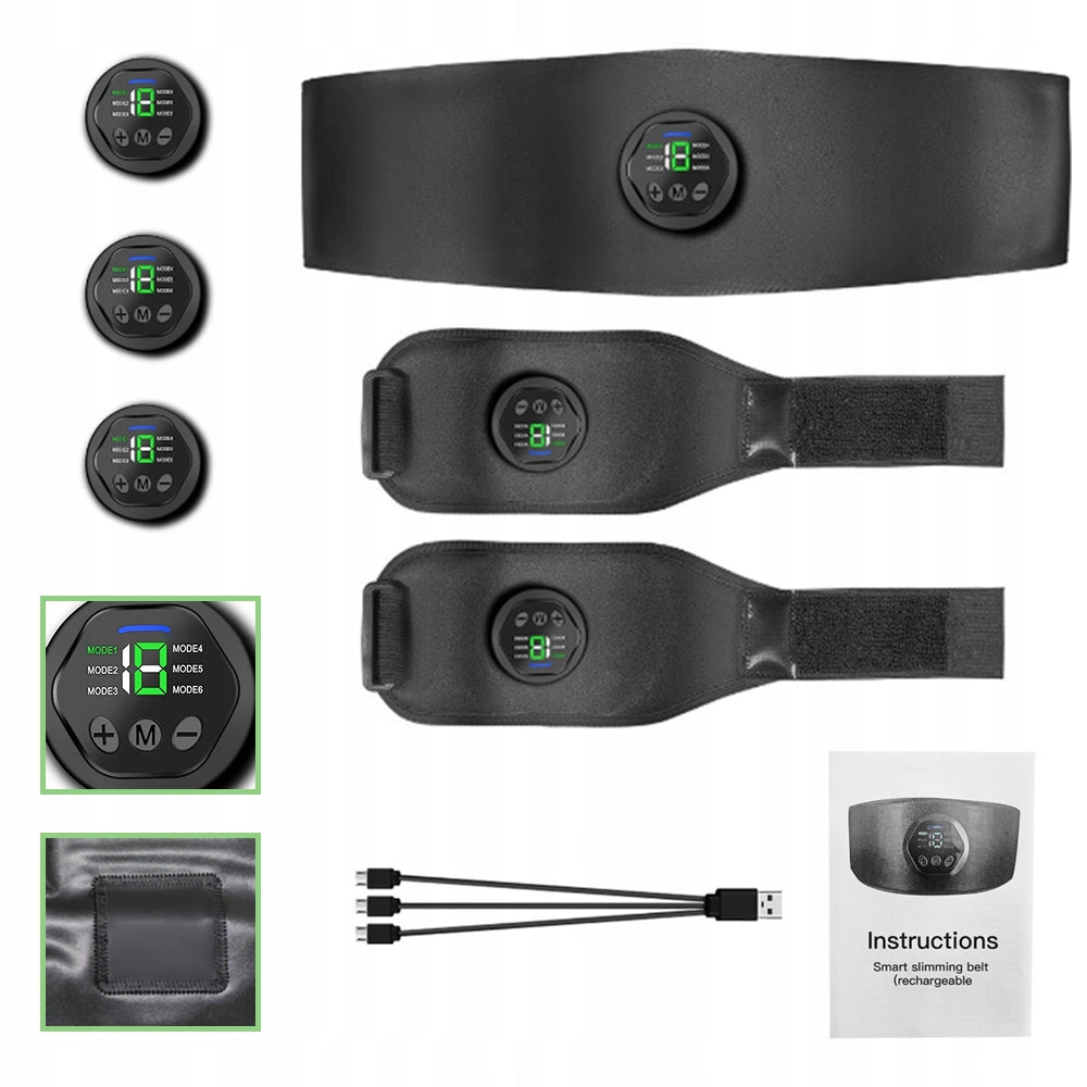 ABDOMINAL MUSCLE ELECTROSTIMULATOR EMS 6MODES SLIMMING BELT WITH EXTENSION Size universal