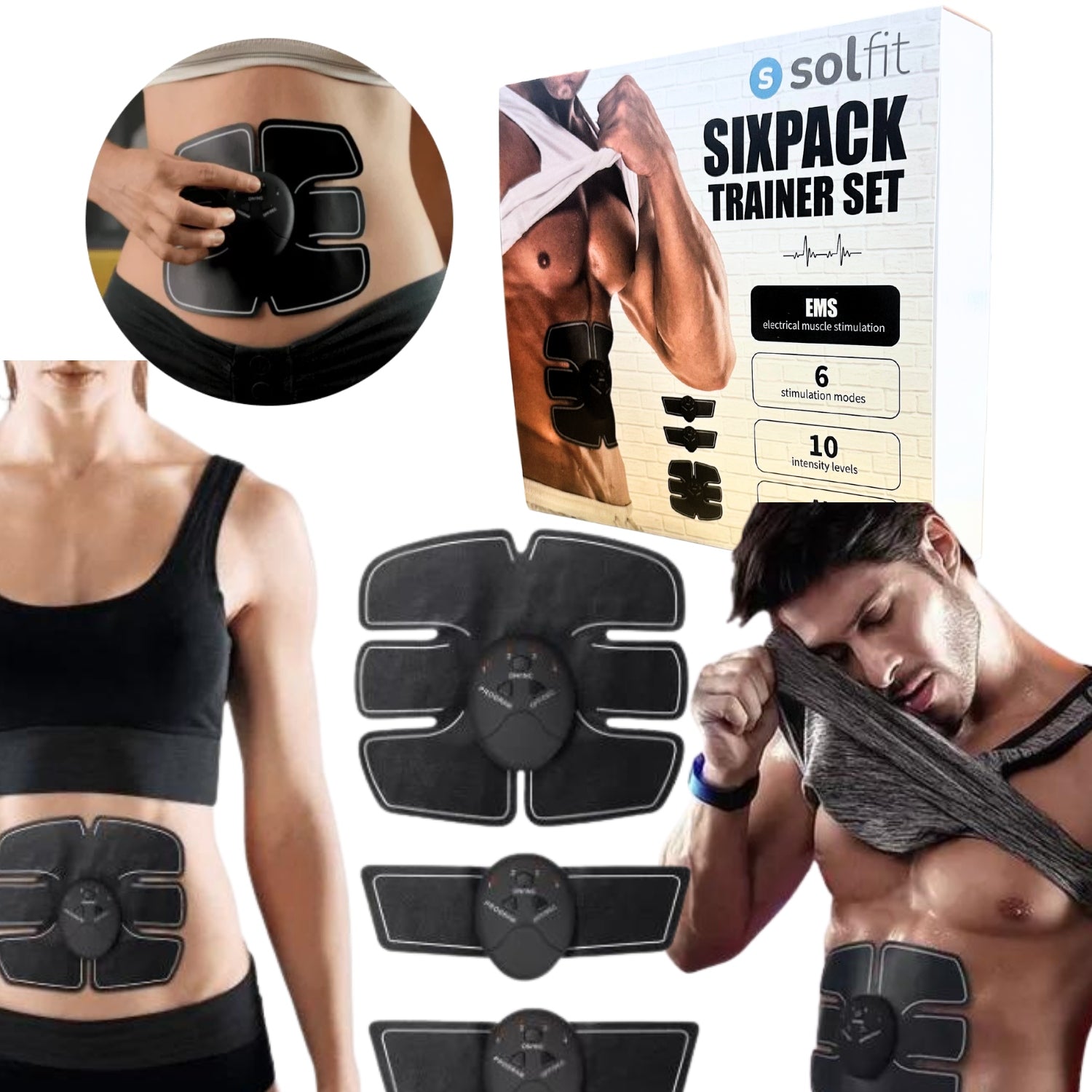 ABDOMINAL MUSCLE ELECTROSTIMULATOR EMS SET 3IN1 FOR FITNESS SIXPACK Manufacturer code 3831121179446