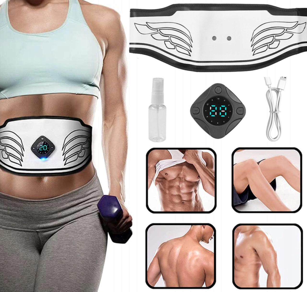 ABDOMINAL MUSCLE ELECTROSTIMULATOR EMS SLIMMING BELT WITH EXTENSION Size universal