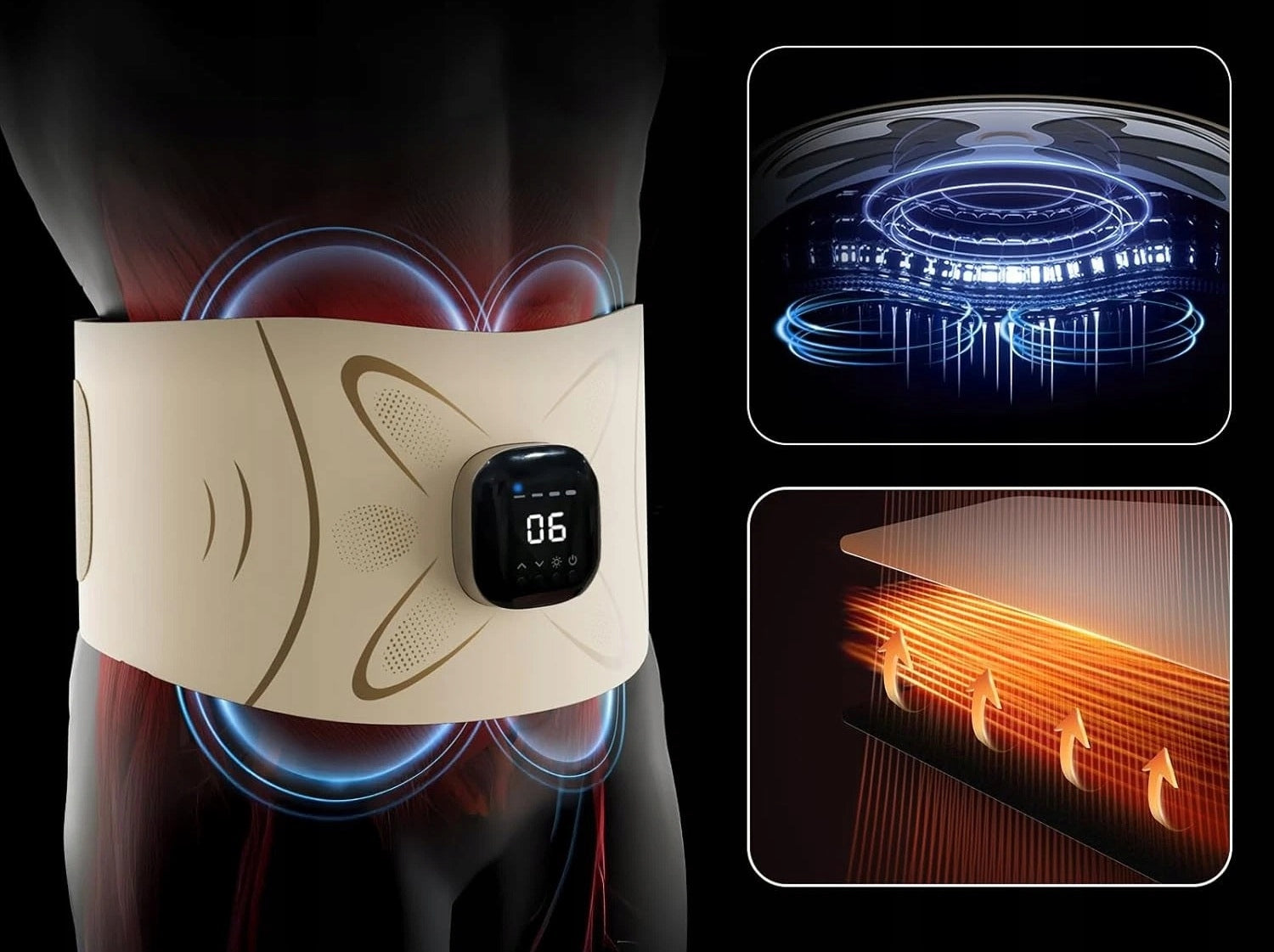 ABDOMINAL MUSCLE ELECTROSTIMULATOR SLIMMING BELT EMS HEATING STIMULATION Brand Artnico