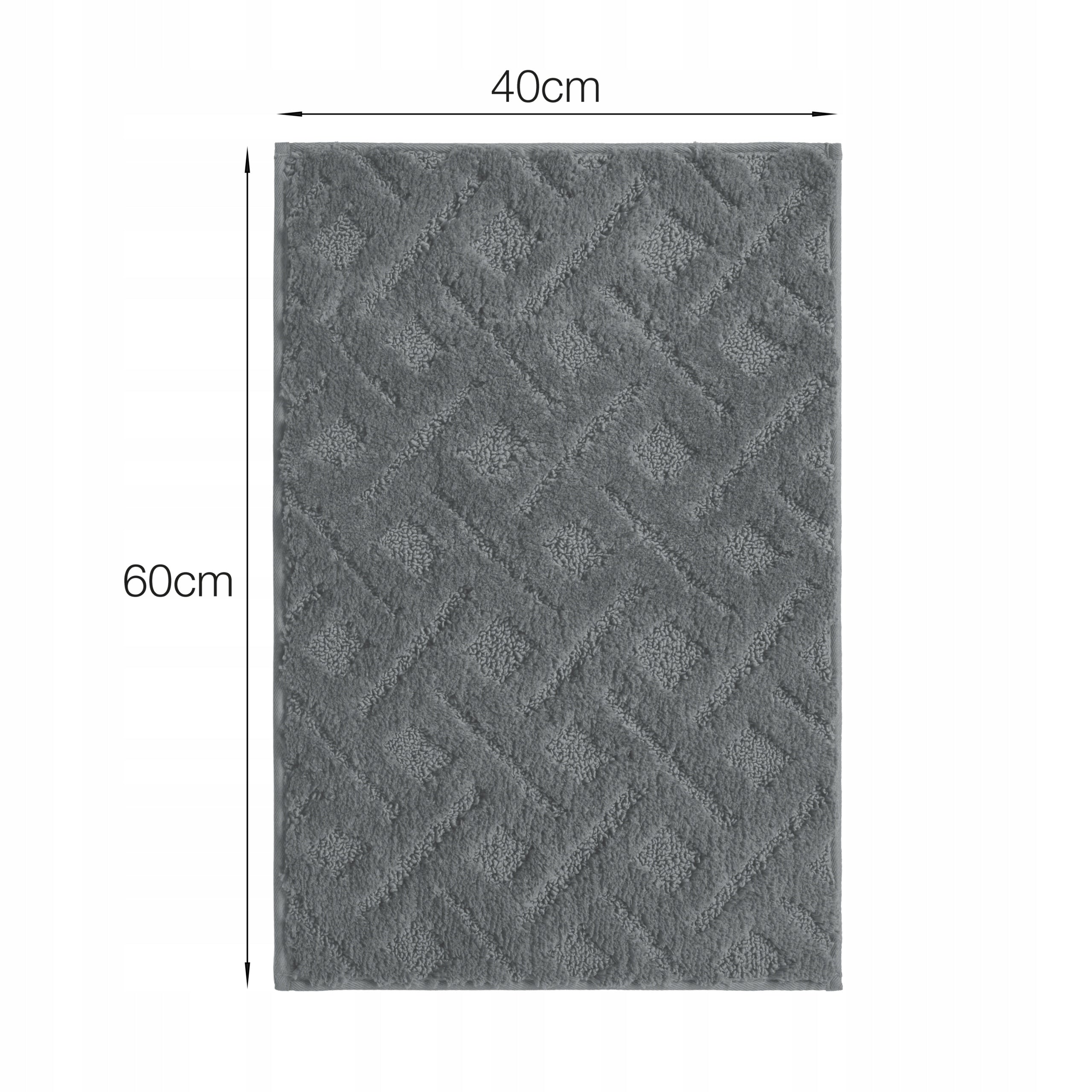ABSORBENT BATHROOM RUG 60x40 GREY NON-SLIP SOFT MICROFIBER Length 60 cm