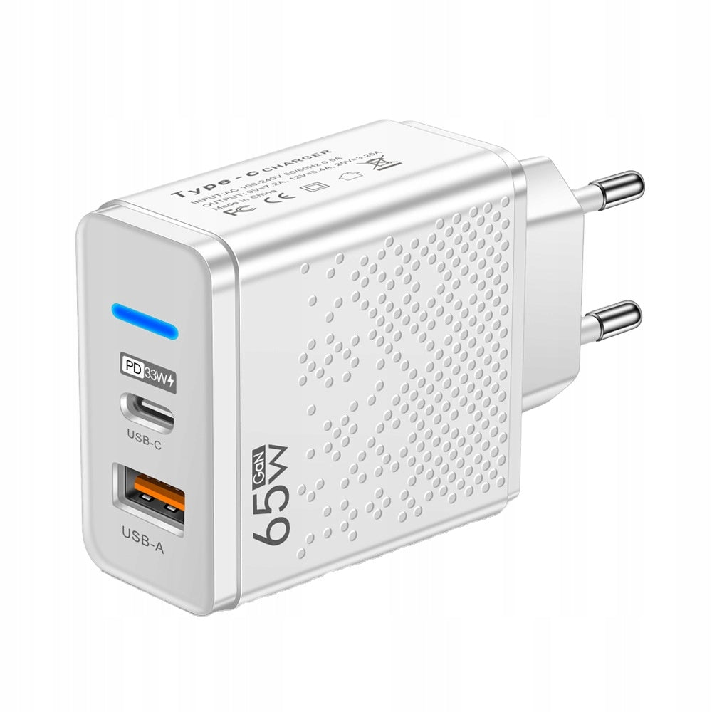 AC Charger GaN 65W USB-C PD + QC 3.0 Power Adapter Fast Universal Manufacturer code SuperVOOC 45W