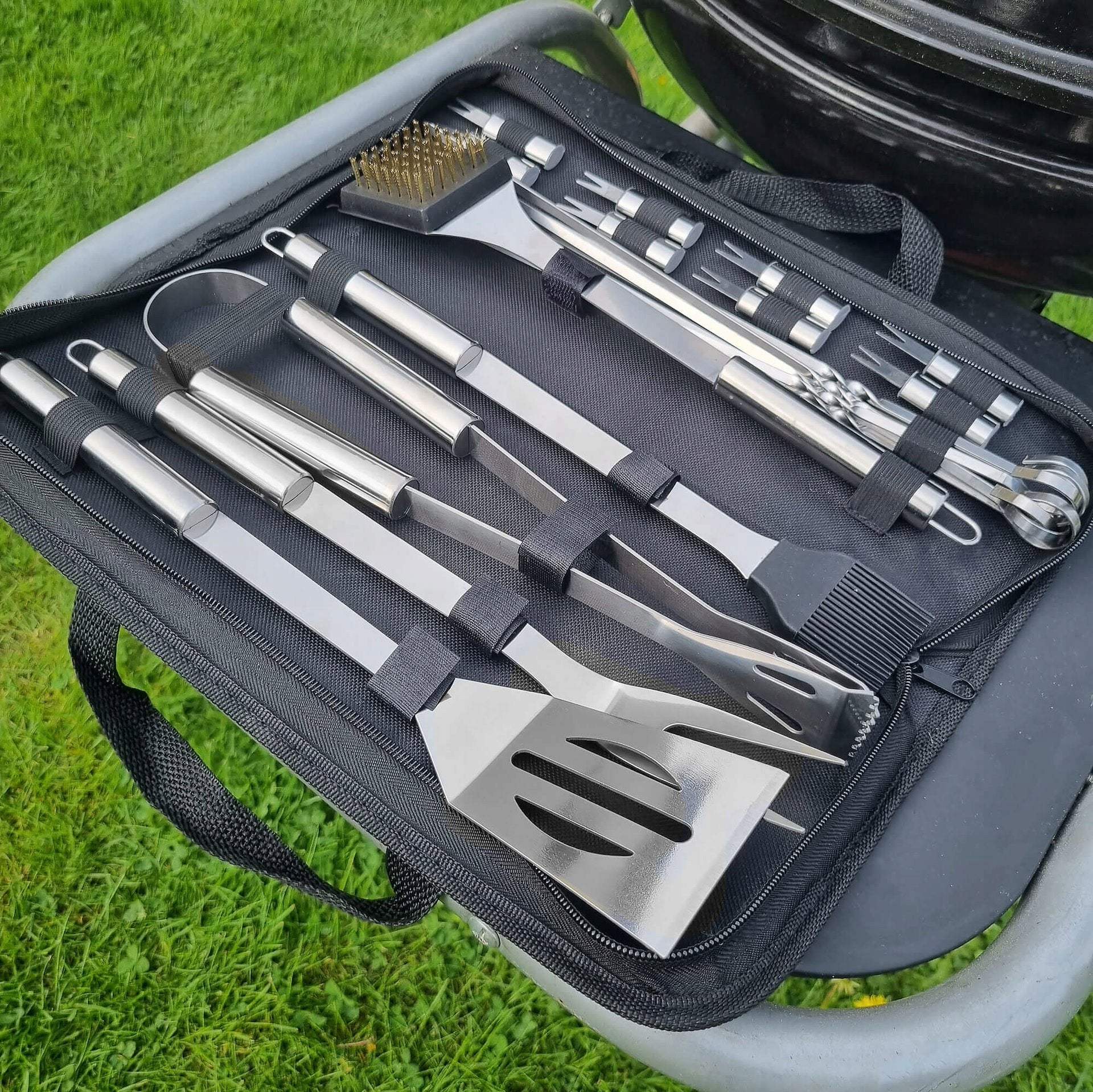 ACCESSORIES BBQ GRILL UTENSILS CASE SET 21in1 SPATULA PLIERS Manufacturer Springos