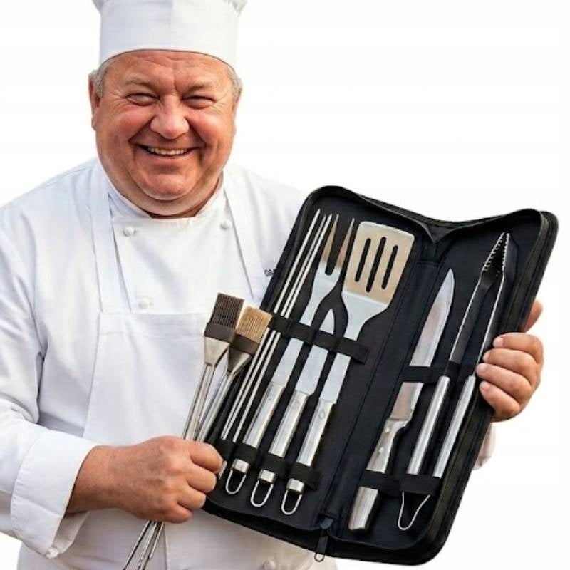 ACCESSORIES GRILL UTENSILS CUTLERY GRILL SET 9IN1 CASE BBQ STEEL