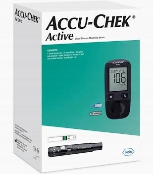 ACCU-CHEK ACTIVE GLUCOSE METER + TEST STRIPS + FASTCLIX LANCET Packaging status original