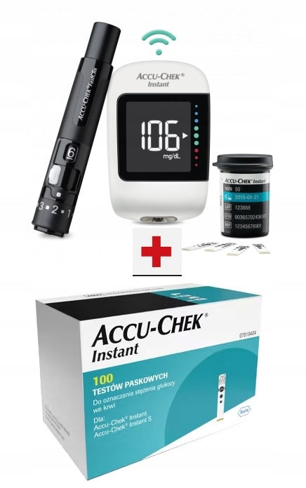 ACCU CHEK INSTANT GLUCOSE METER + 110 STRIPS + LANCET ==> DISTRIBUTION Poland