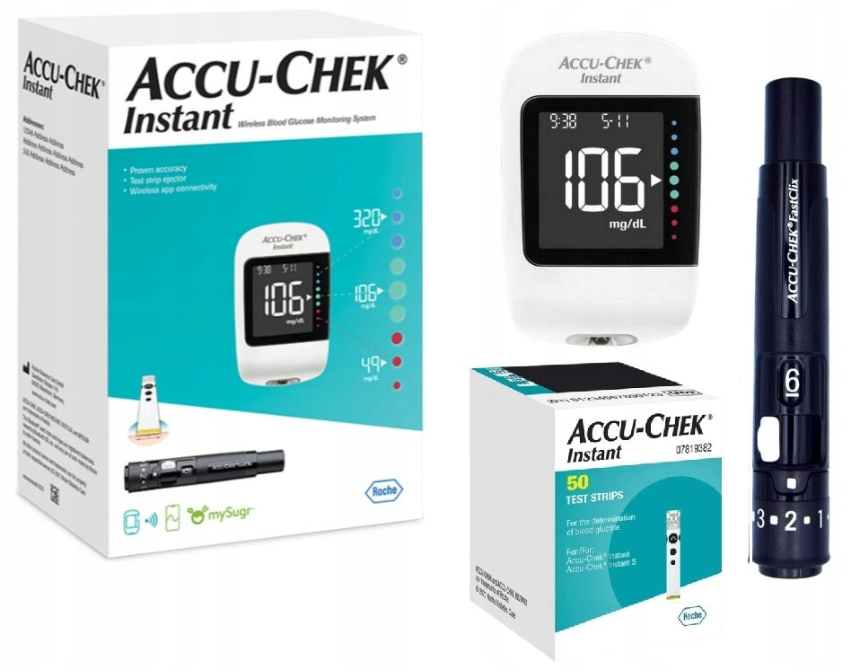 ACCU CHEK INSTANT GLUCOSE METER + 60 STRIPS + LANCET ==> DISTRIBUTION Poland