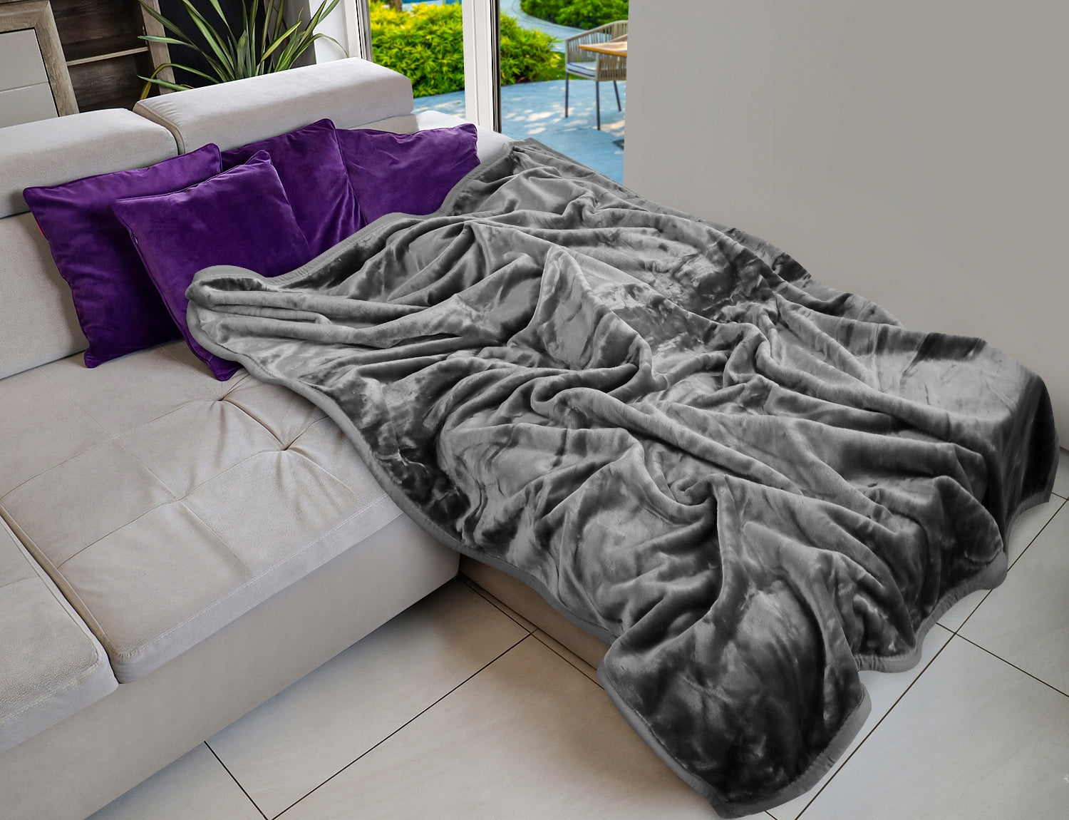 ACRYLIC BLANKET GREY 160X200 EXTRA THICK PLEASANT STYLISH +BAG FREEBIE Manufacturer code szary gładki koc akrylowy