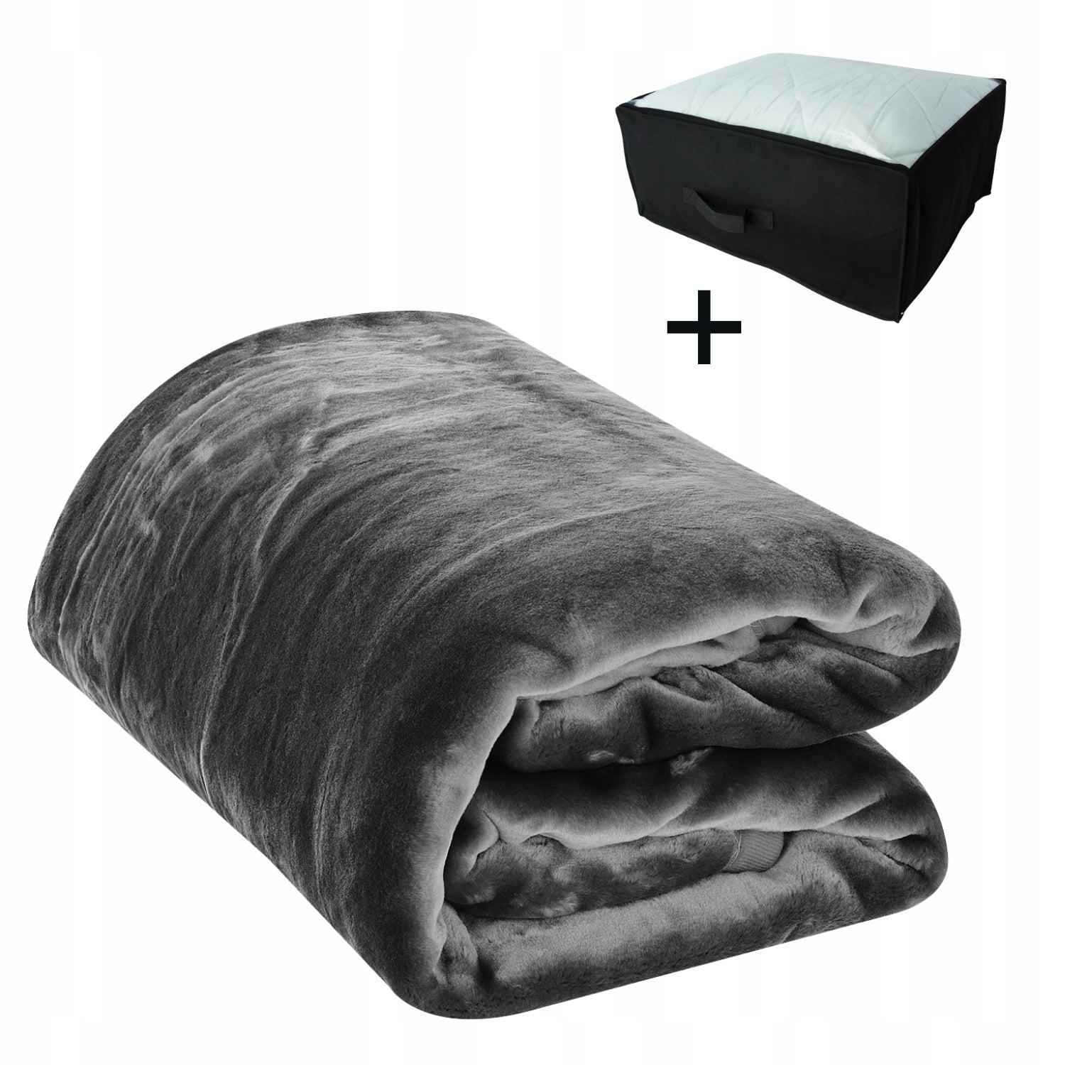 ACRYLIC BLANKET GREY 160X200 EXTRA THICK PLEASANT STYLISH +BAG FREEBIE