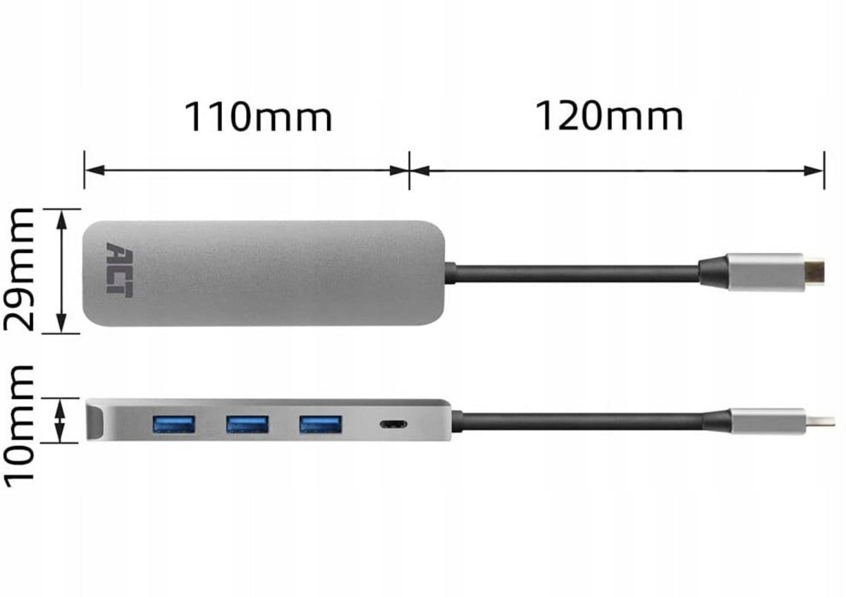 ACT AC7053 USB C 6 in 1 Hub, 4-Port USB 3.0 Manufacturer code Adapter Multiport USB-C