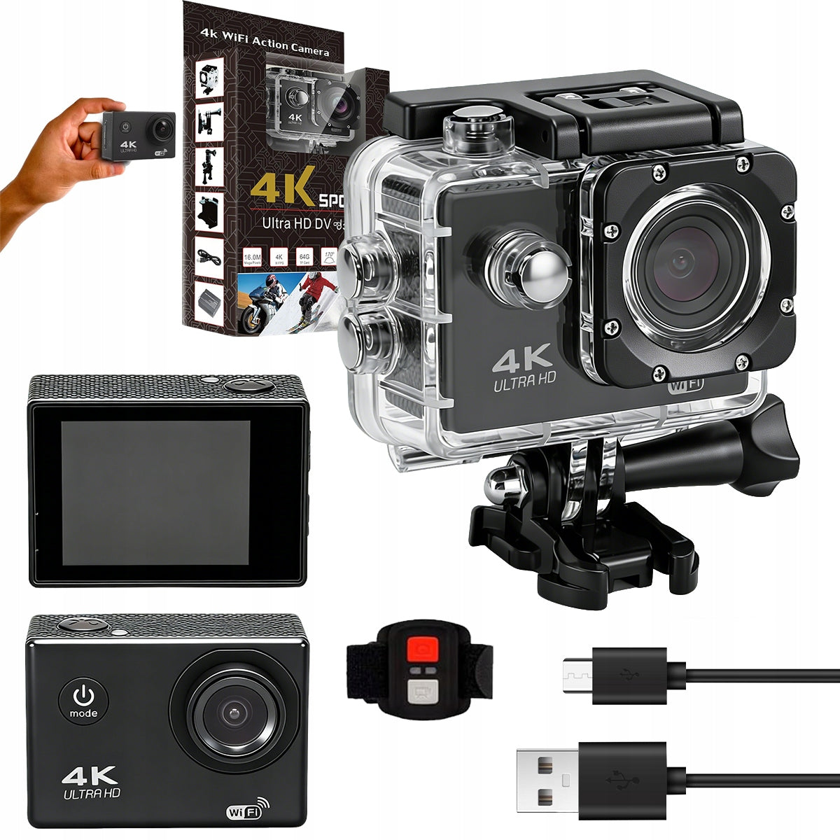 ACTION CAMERA 4K 20MP WIFI AND REMOTE CONTROL SPORTS HD CAMERA
