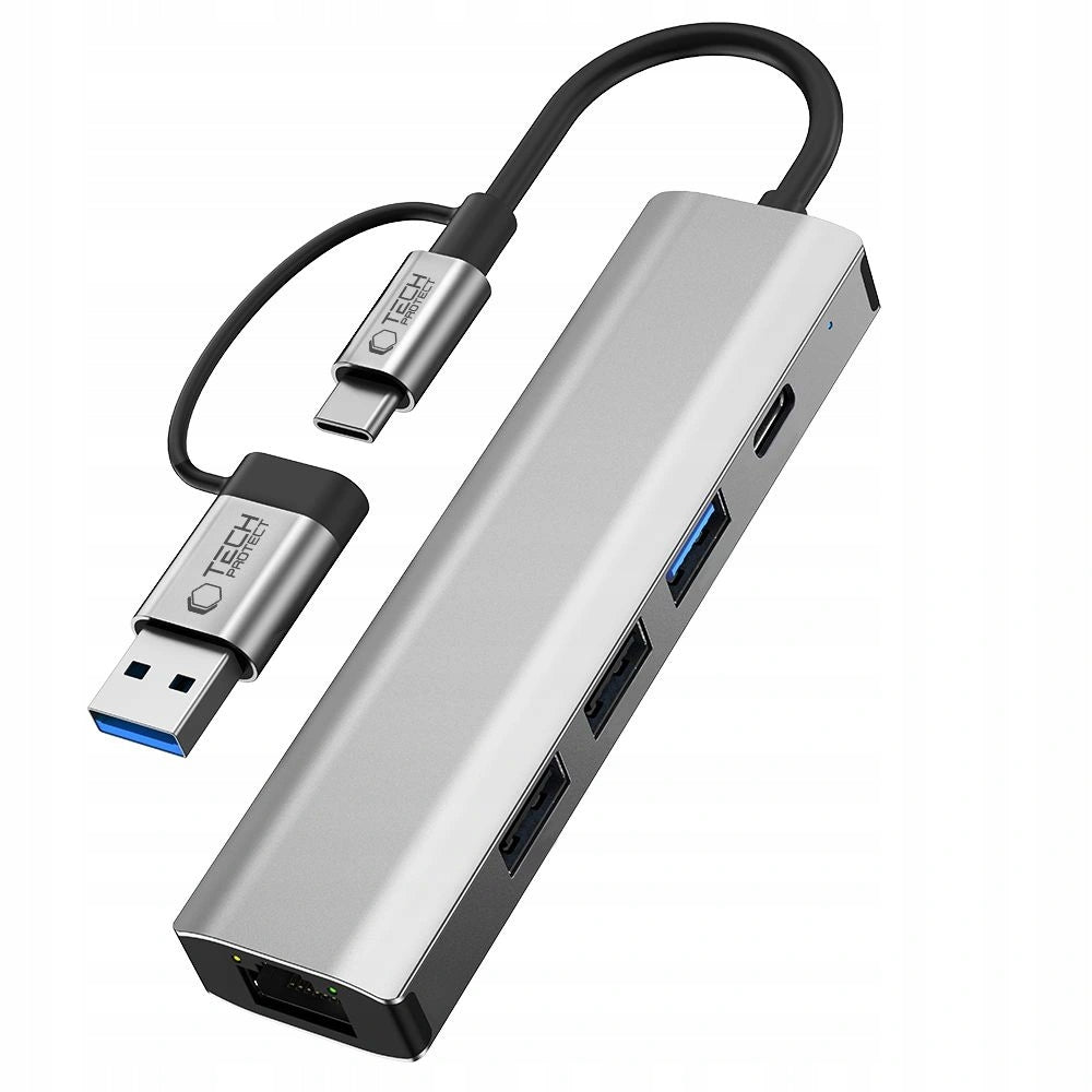 ADAPTER TECH-PROTECT HB03 HUB 5IN1 USB-C USB-A ETHERNET STAR GRAY Manufacturer code USB-A / TYPE-C / ETHERNET RJ45