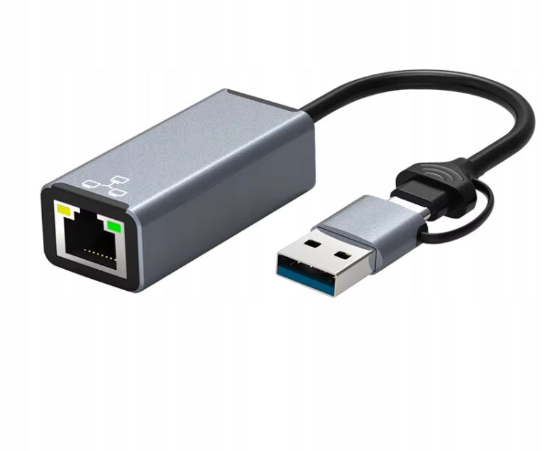 ADAPTER USB-C USB-A RJ45 ETHERNET ADAPTER LAN GIGABIT NETWORK CARD