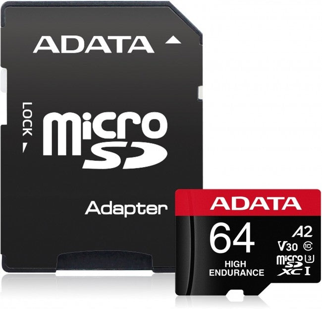 ADATA 64 GB micro SD XC FOR CAMERAS 100/80MBs UHS-I U3 V30 A2 MEMORY CARD Model AUSDX64GUI3V30SHA2-RA1