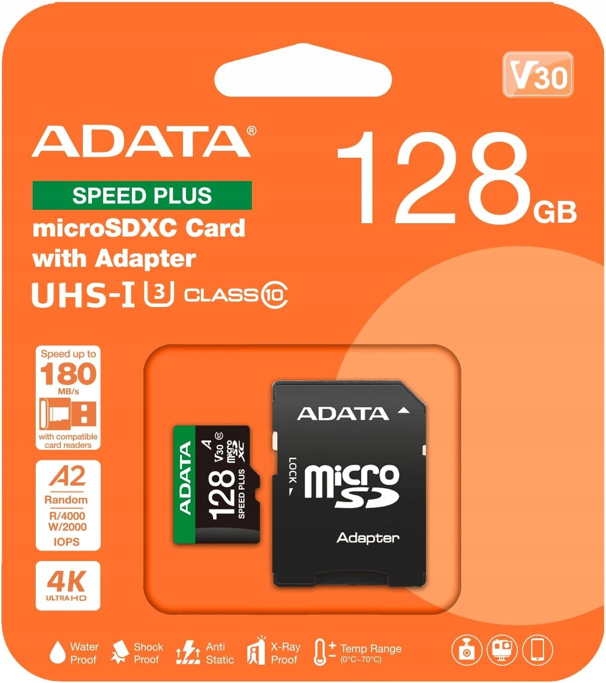 ADATA UD128GUI3V30A2SP-RA1 memory card Speed Plus 128GB microSD SDXC