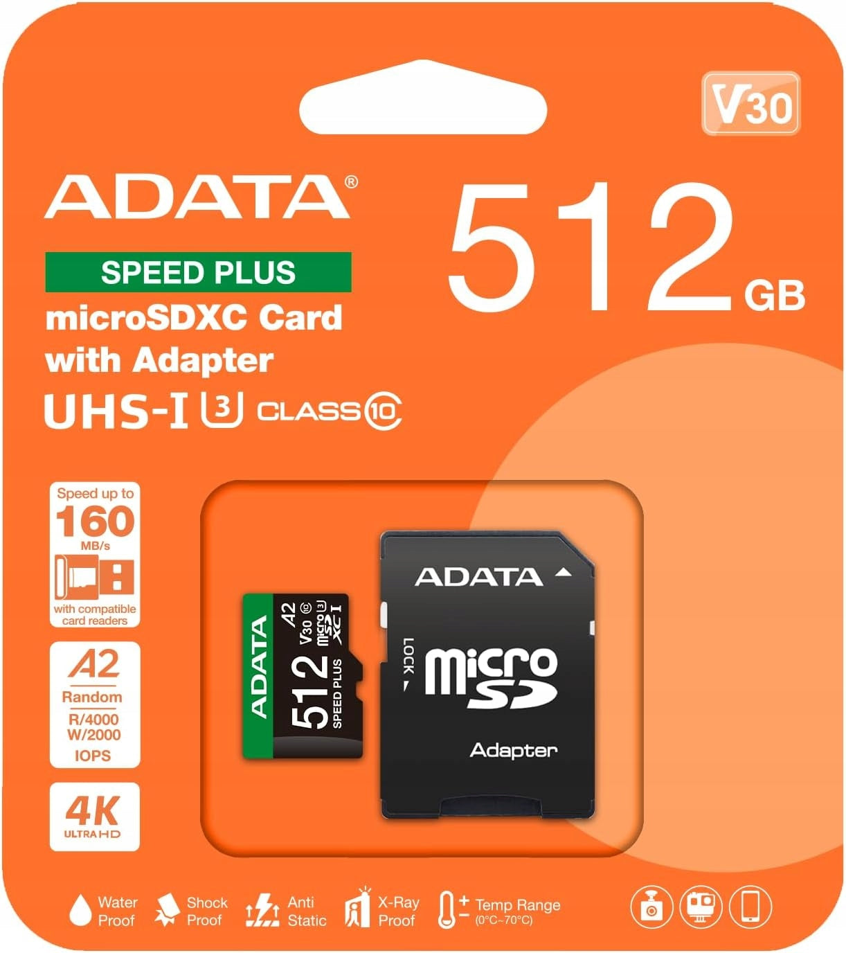 ADATA UD512GUI3V30A2SP-RA1 memory card Speed Plus 512GB microSD SDXC