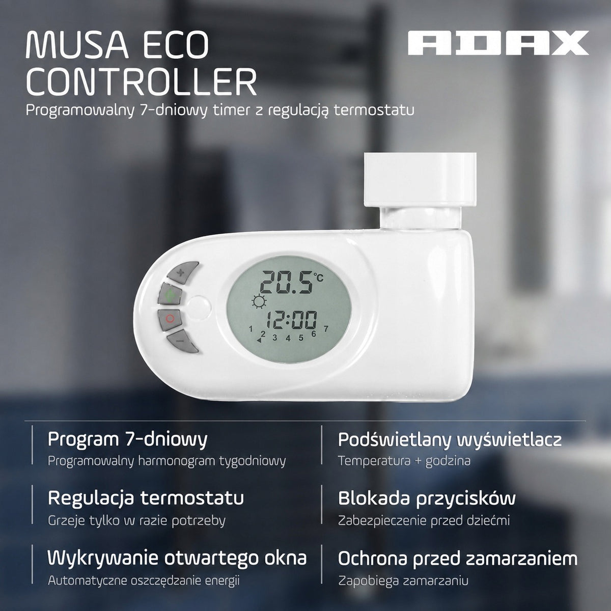 ADAX Comfort grzejnik łazienkowy 500W biały z termostatem IP44 Manufacturer code 210031