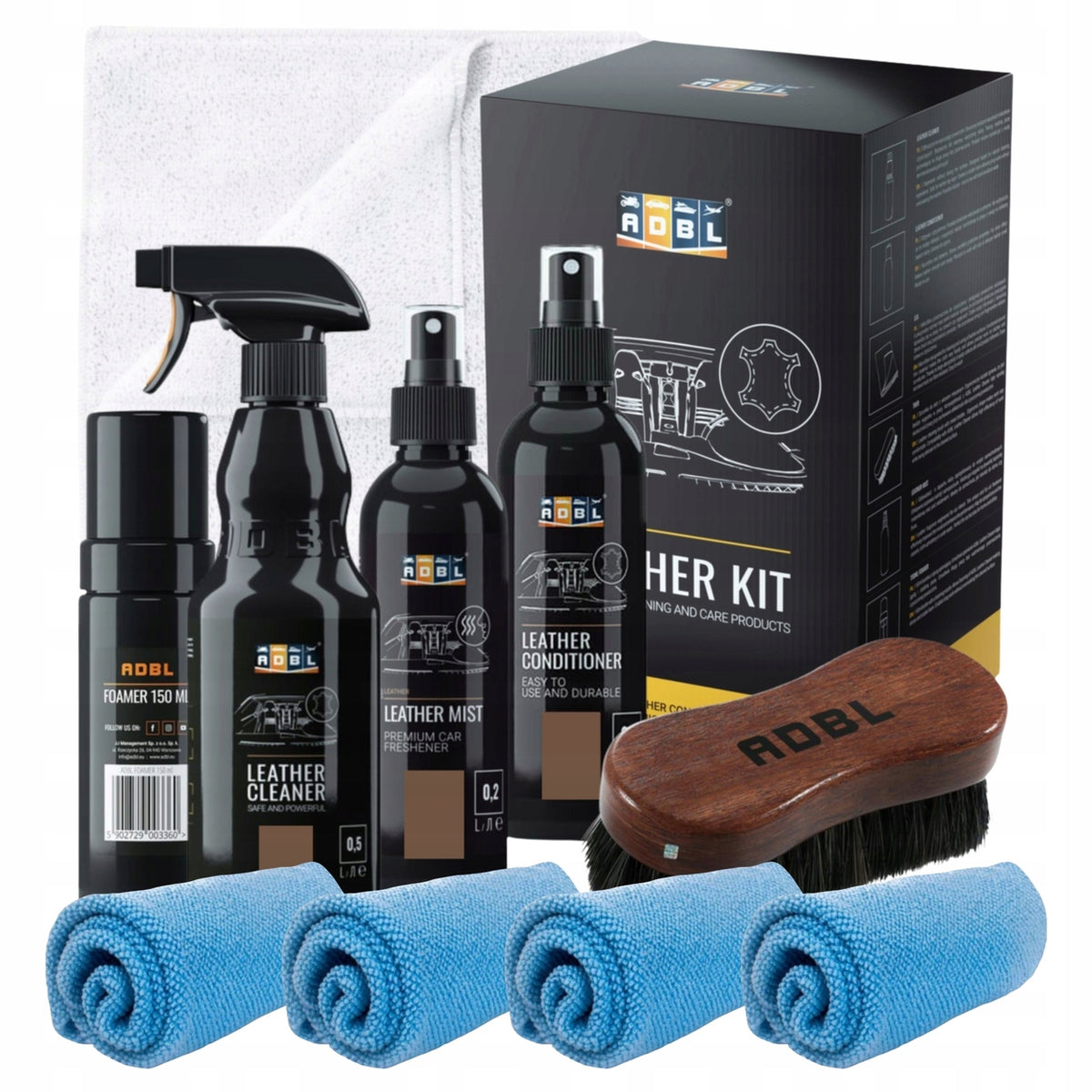 ADBL Leather Kit Skin Cleaning and Care Kit Cloths