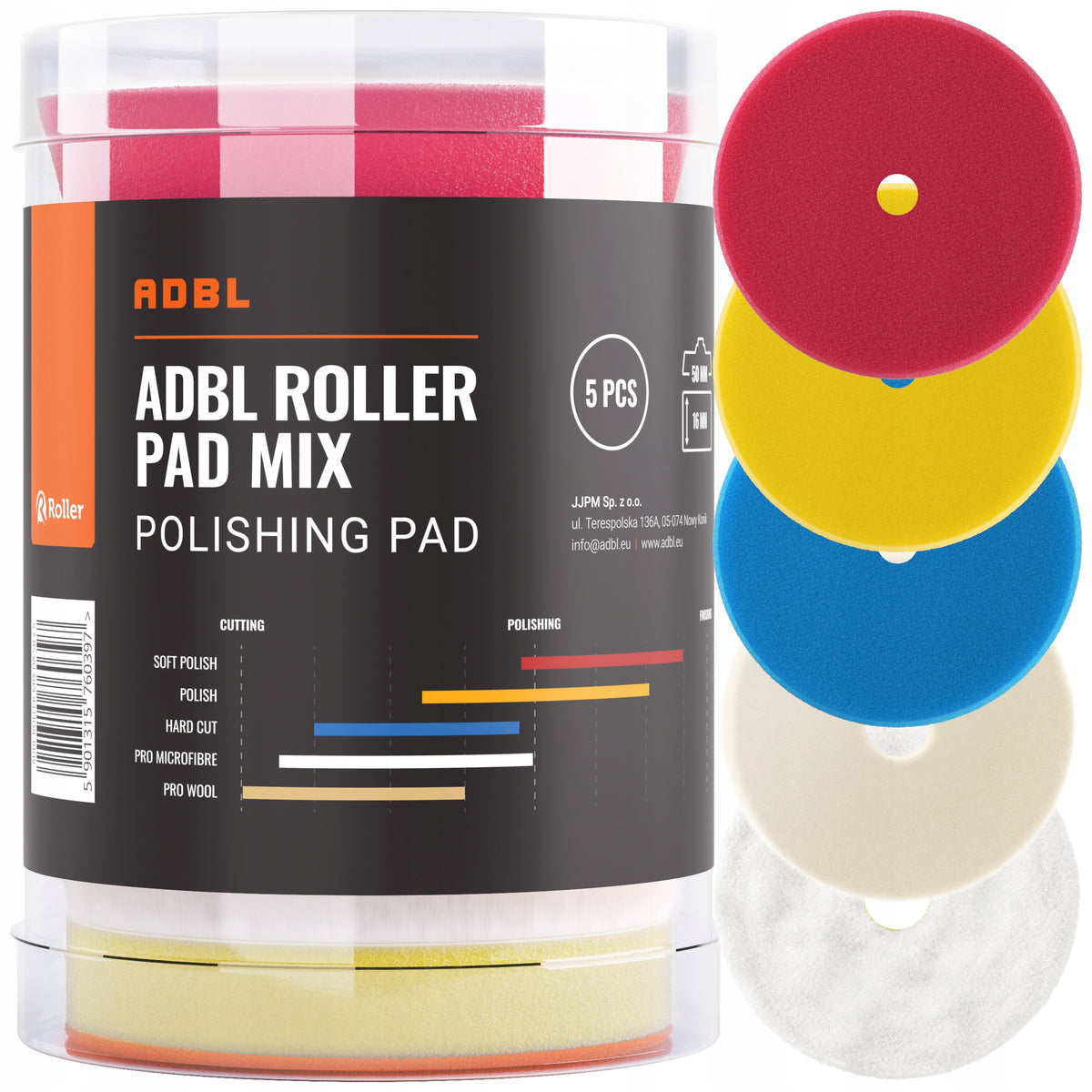 ADBL ROLLER PAD MIX DA 50mm 5pcs SET OF MINI POLISHING PADS