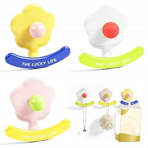 ADHESIVE FLOWER HANGERS FOR BATHROOM WALL HOOKS WITHOUT DRILL 3