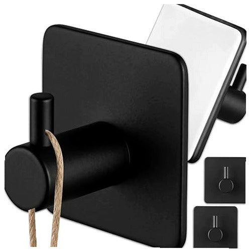 ADHESIVE HOOKS BLACK MINIMALIST FOR BATHROOM WITHOUT DRILLING 4