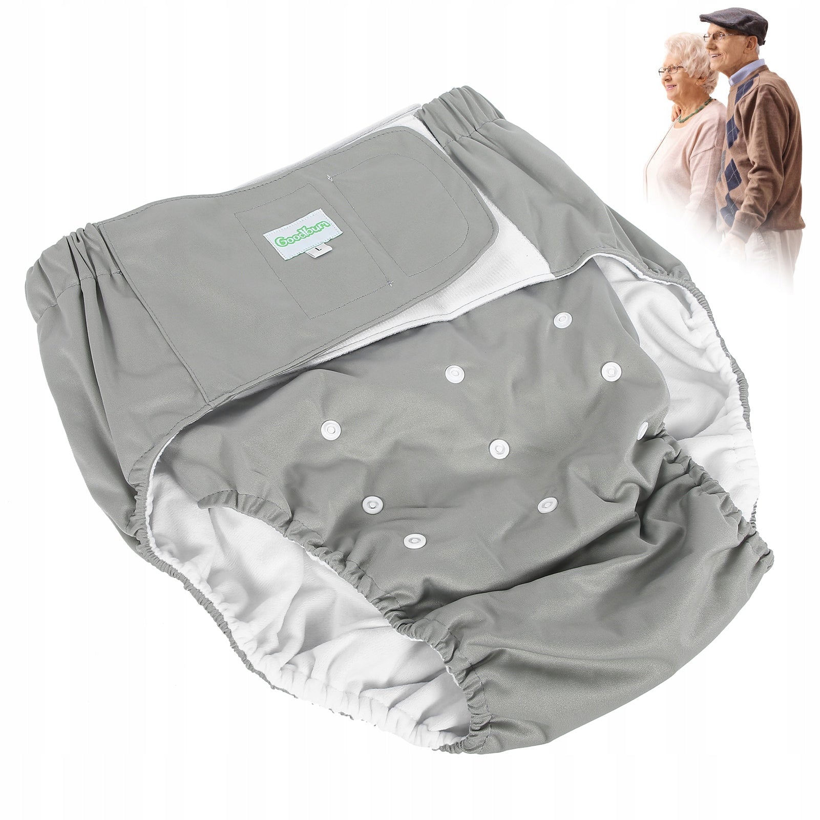 ADJUSTABLE ADULT DIAPERS REUSABLE DIAPERS GREY