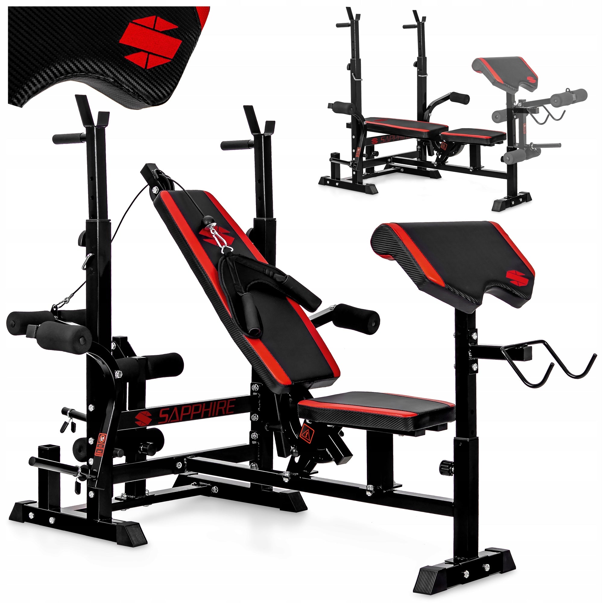 ADJUSTABLE BENCH FOR TRAINING EXERCISES with barbell RACKS EXTRACTOR