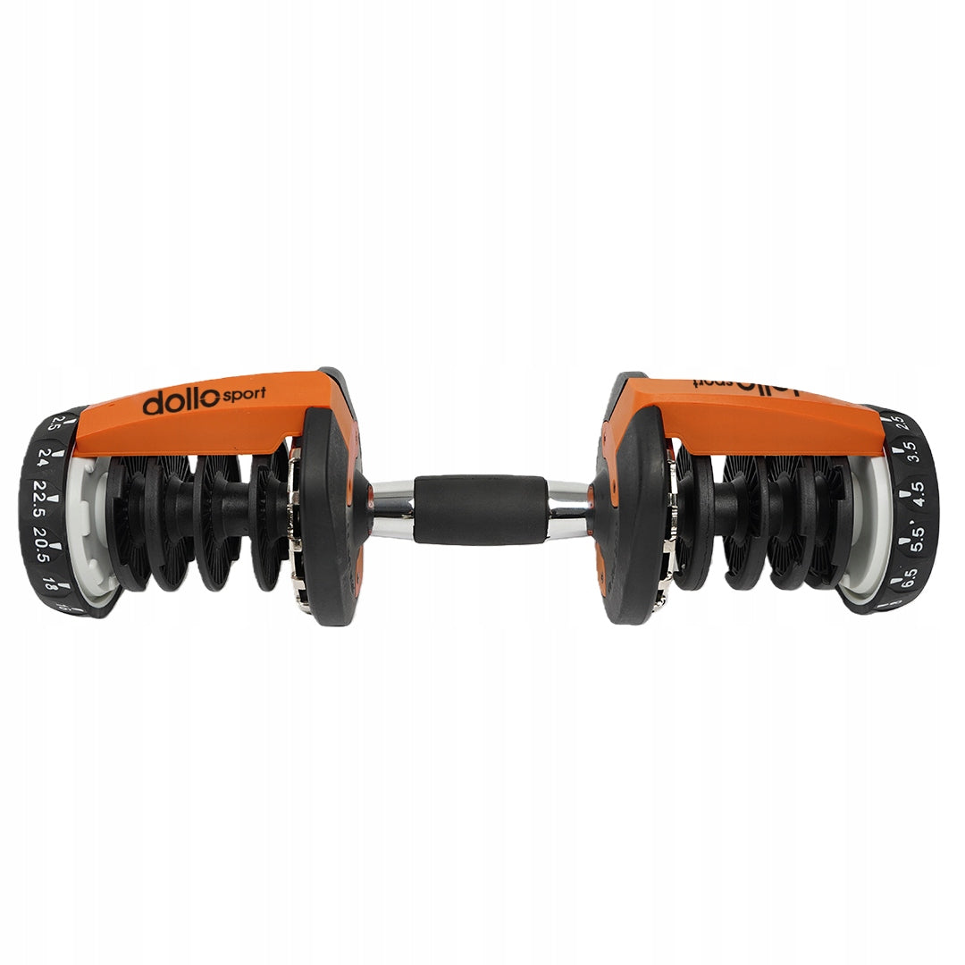 ADJUSTABLE CAST IRON DUMBBELLS WITH STAND RUBBERIZED LOAD 24 KG Brand Dollo Sport