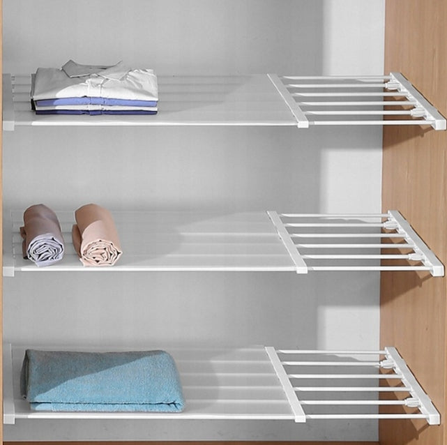 ADJUSTABLE CLOSET ORGANIZER SLIDING SHELF