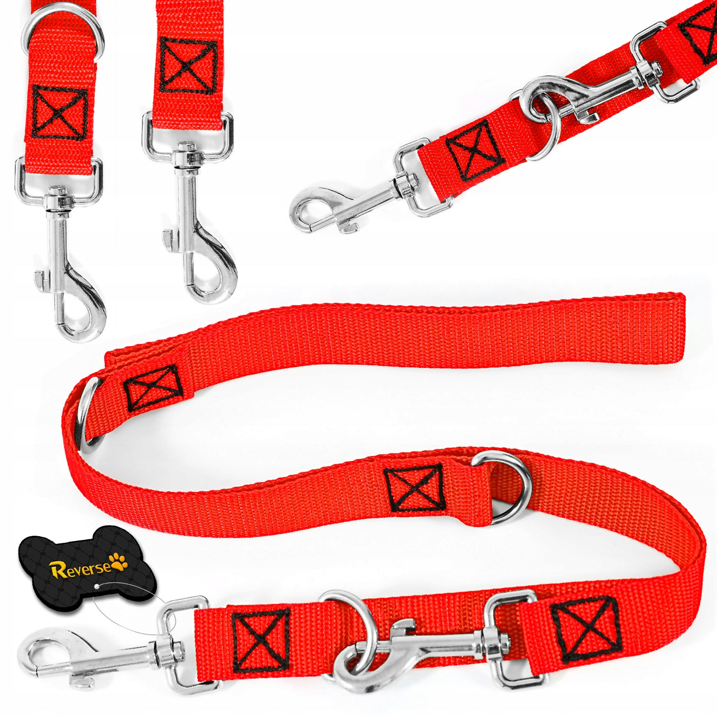ADJUSTABLE DOG LEASH, REVERSIBLE, Strong 25mm 200