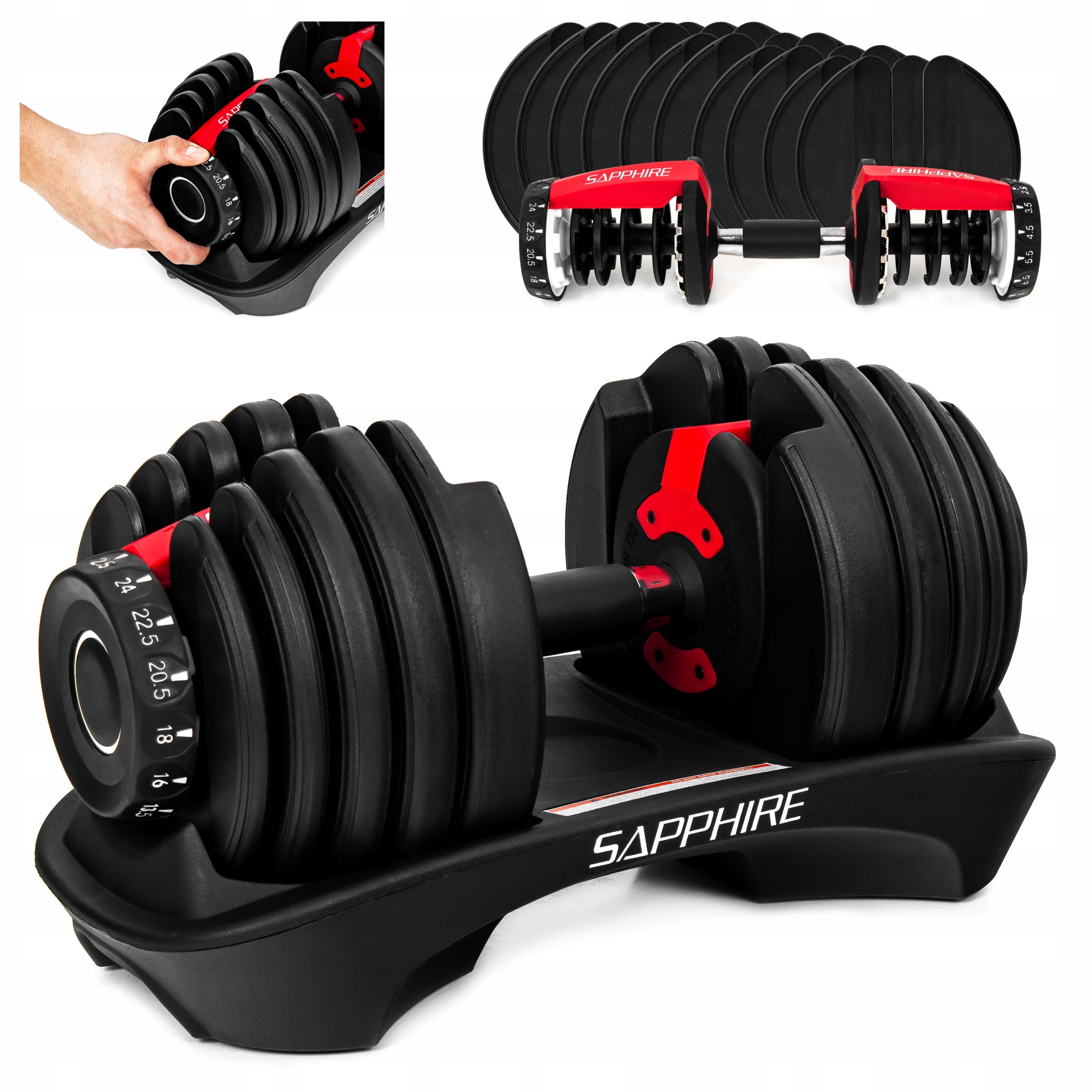 ADJUSTABLE DUMBBELL SAPPHIRE load 2,5KG - 24KG DUMBBELL 1x dumbbell SYSTEM