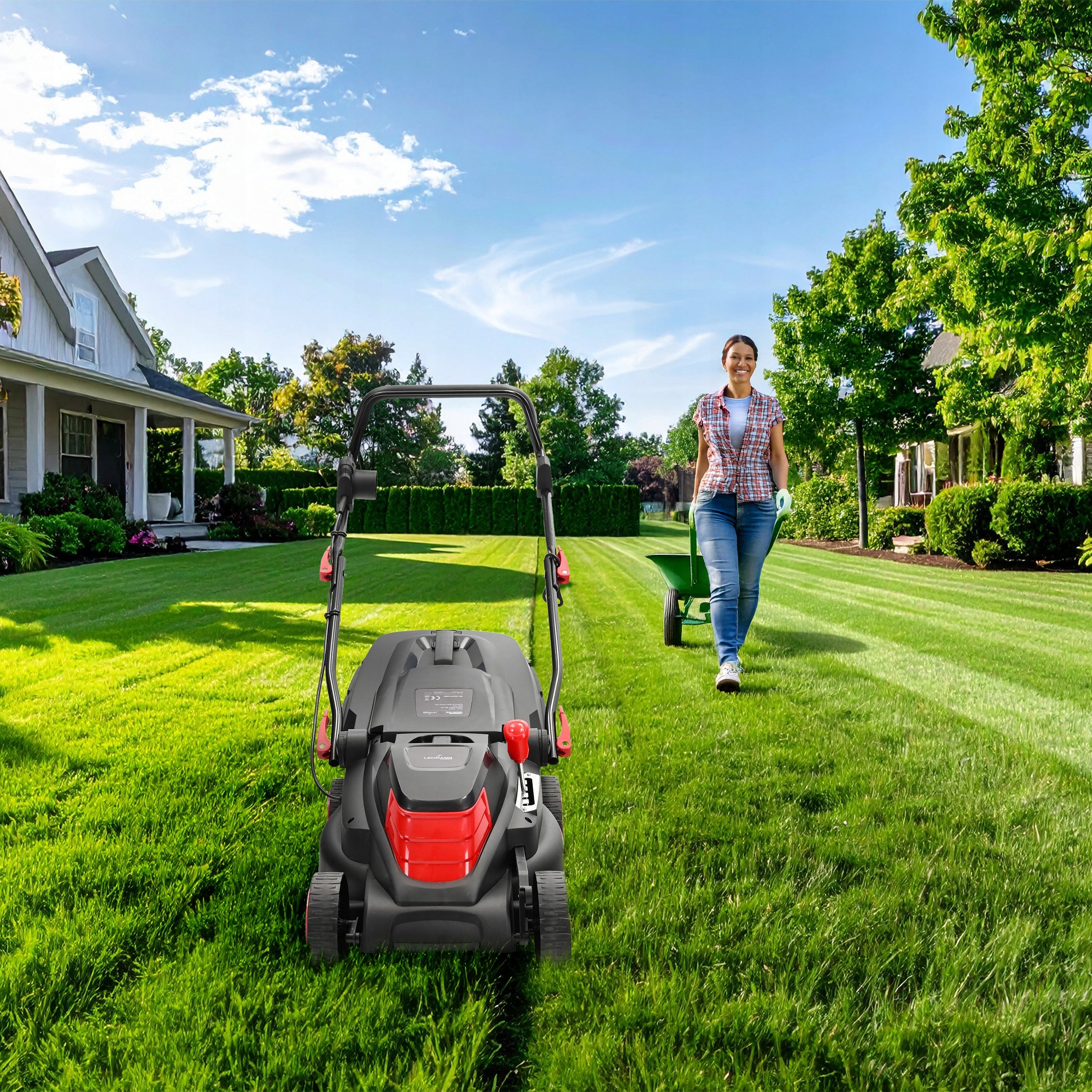 ADJUSTABLE ELECTRIC LAWN MOWER LIGHT STRONG LARGE BASKET 2600W Packaging status original