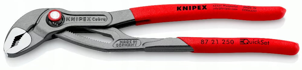 ADJUSTABLE PIPE PLIERS COBRA QUICKSET 250MM, 87 21 250 KNIPEX