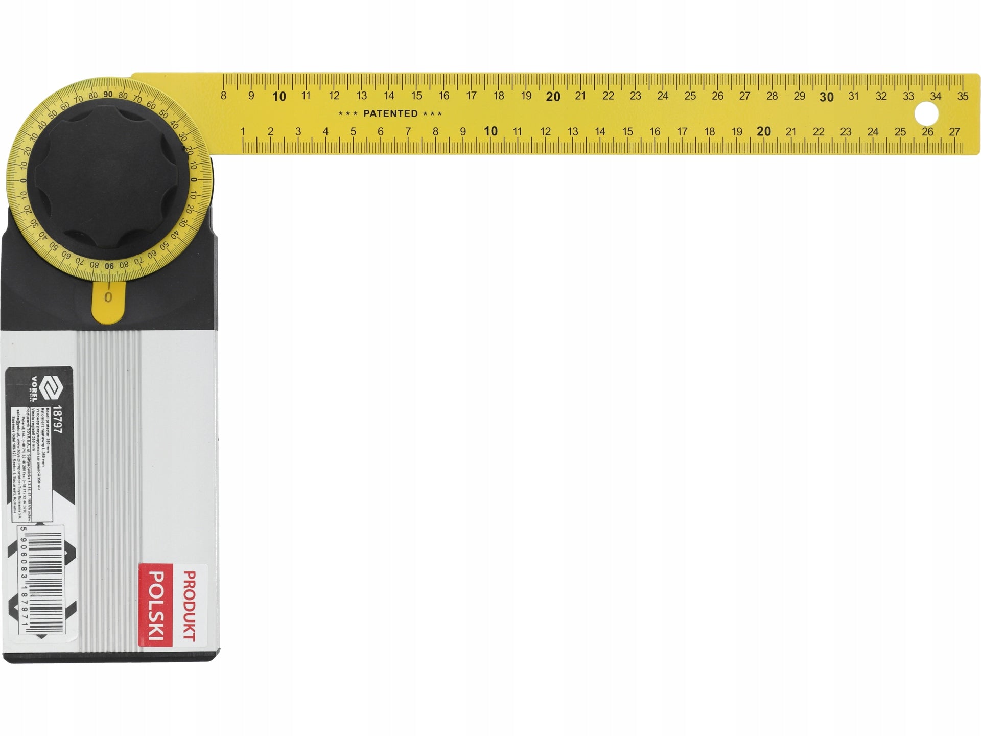 ADJUSTABLE PROTRACTOR 350MM STEEL METRIC LACQUERED DURABLE TOOL Brand Vorel