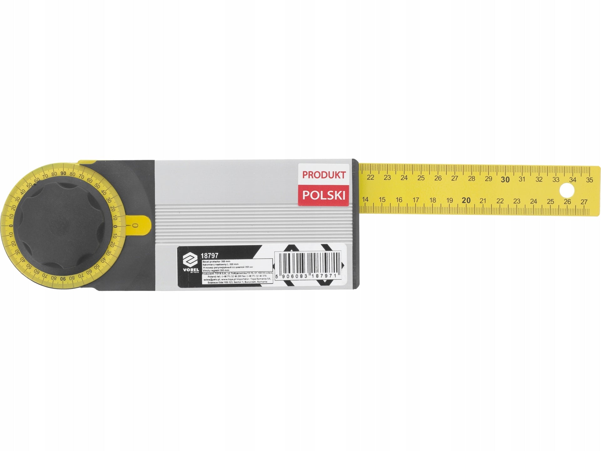 ADJUSTABLE PROTRACTOR 350MM STEEL METRIC LACQUERED DURABLE TOOL
