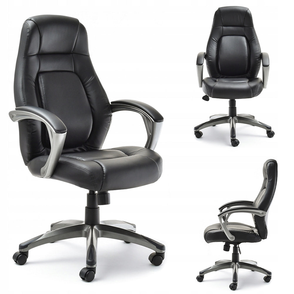 ADJUSTABLE SWIVEL CHAIR WITH HEADREST FOR STUDIO DEKER BLACK ECO LEATHER