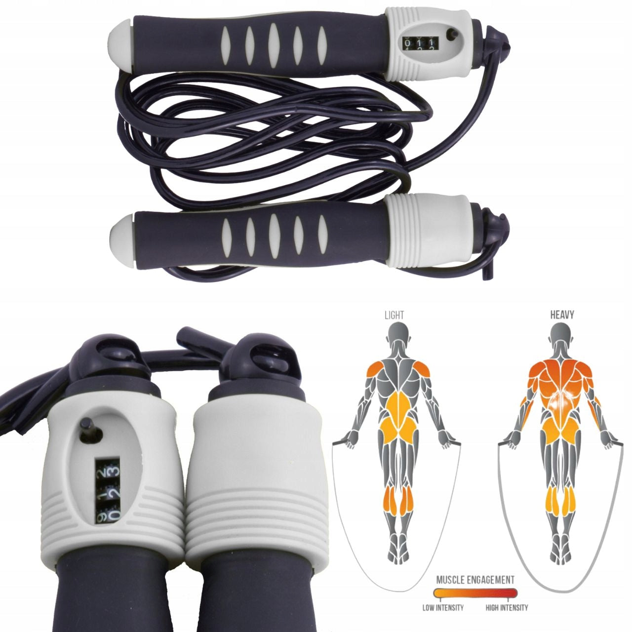 ADJUSTABLE TRAINING JUMP ROPE WITH FITNESS COUNTER CROSSFIT 275cm Packaging status original