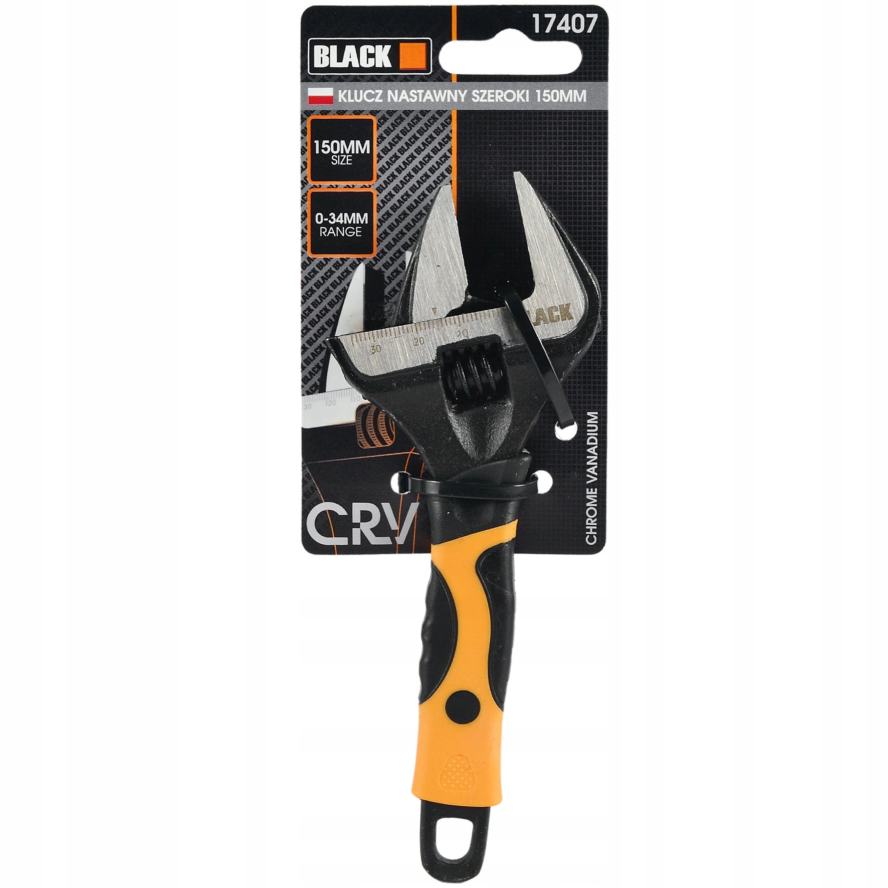 ADJUSTABLE WRENCH SWEDISH 6'' 0-34mm WIDE ADJUSTABLE BLACK Manufacturer code 17407