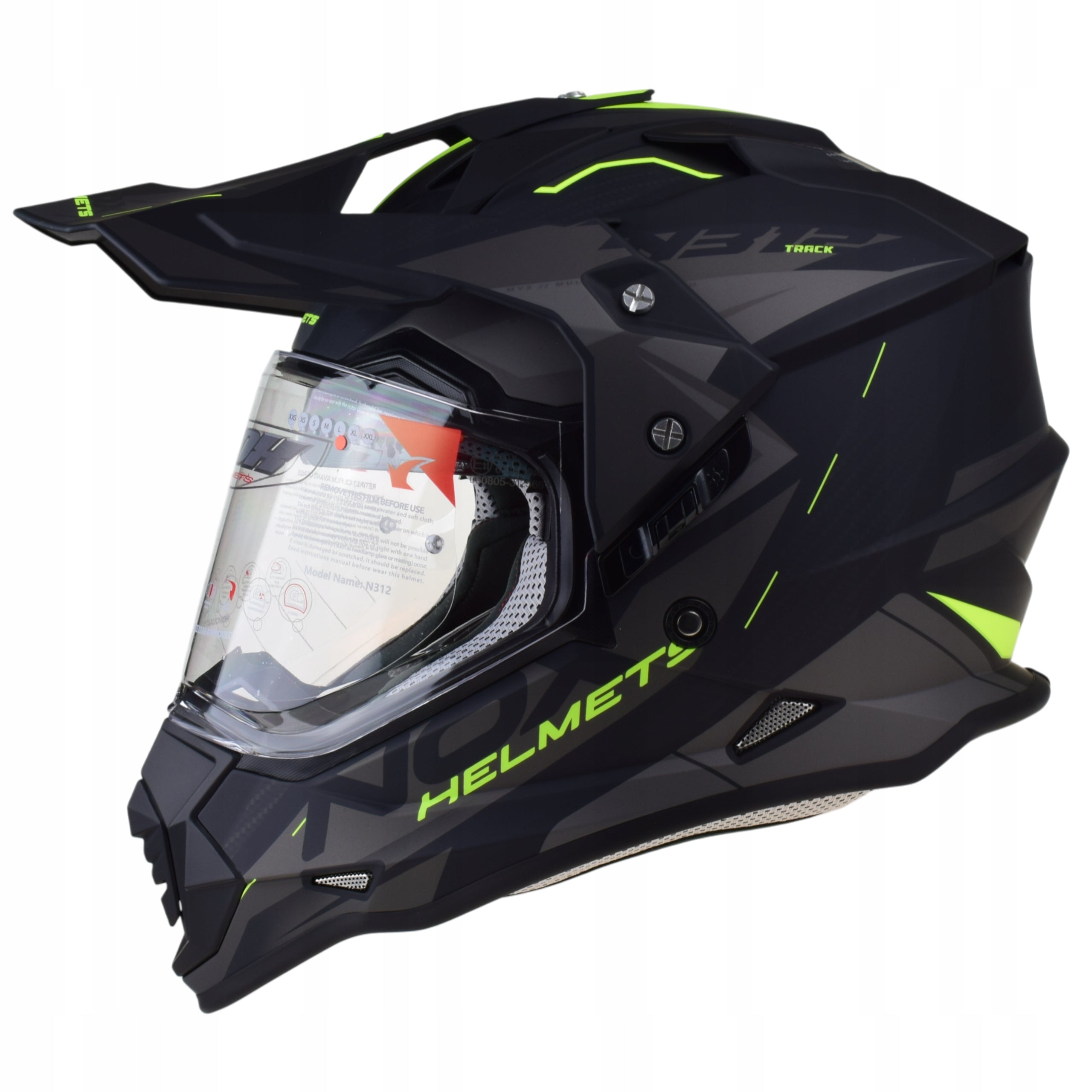 ADVENTURE NOX N312 TRACK Fluo YELLOW helmet enduro cross off-road size XL Manufacturer's catalog number N312TYFMB/XL