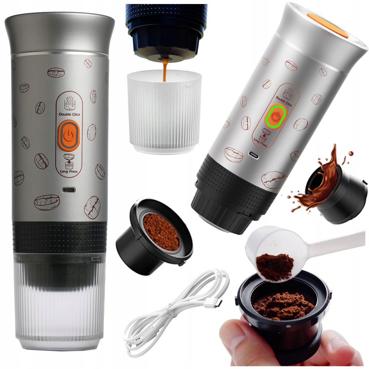 AEROGOGO Portable ground coffee maker+ for PRESSURE capsules 20 Bar