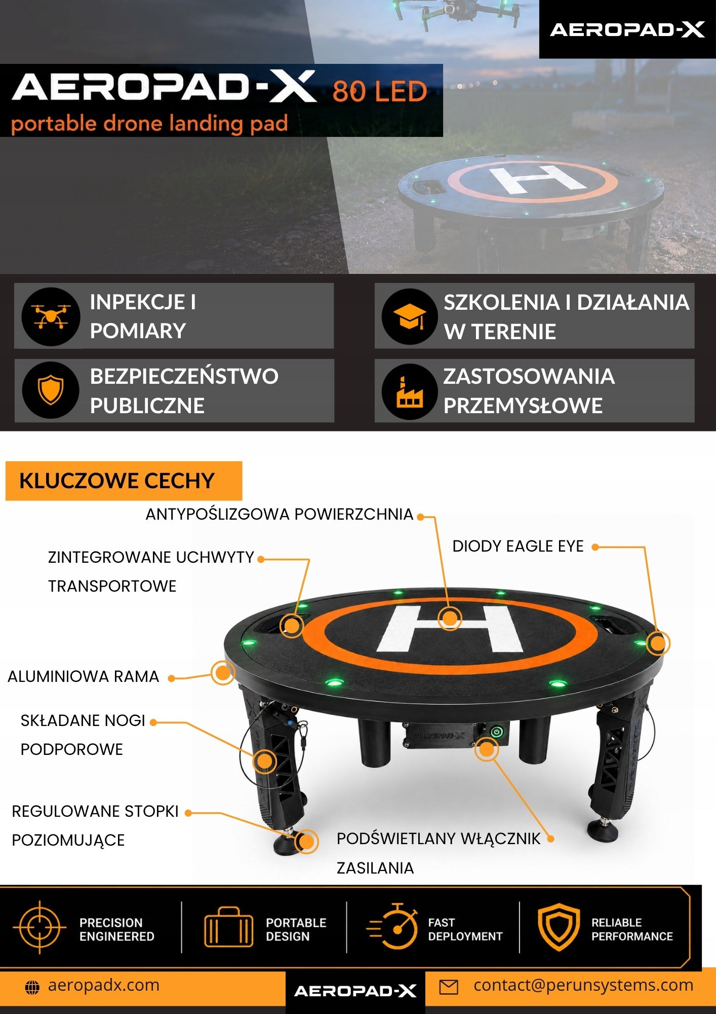AEROPAD-X 80 LED Mobile Landing / Launch Platform for DJI Drone, BSP Packaging status original