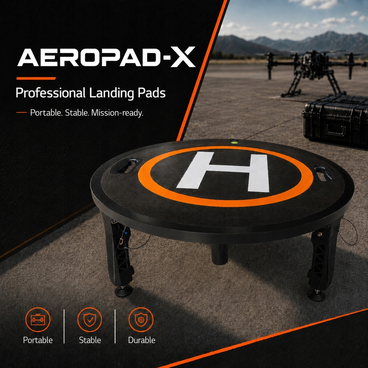AEROPAD-X 80 ST Mobile Landing / Launch Platform for DJI Drone, BSP