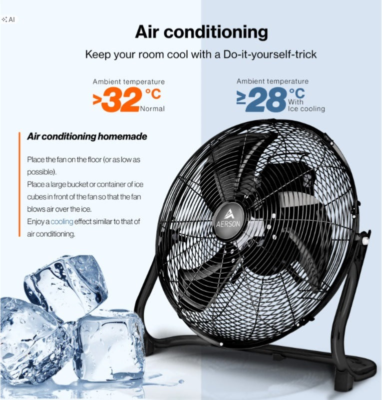 AERSON floor fan 30cm black windmill 45W Brand AERSON