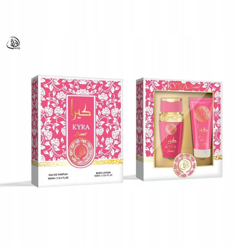 AFAQ KYRA SWEET Eau de Parfum EDP 100ml + BODY LOTION 150ml WOMAN Packaging status original