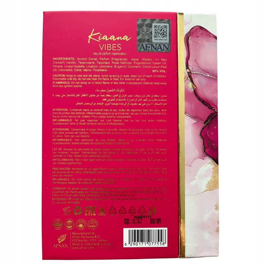 AFNAN KIAANA VIBES EDP 100ML Eau de Parfum for women Line other